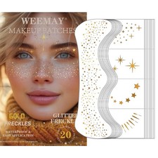 20Pcs Gold Glitter Freckles Face Tattoo,Sparkle Temporary Tattoos for Party