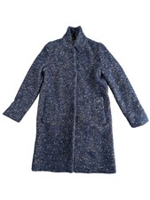 Marella Knitted Coat Womens Size UK 10 Wool Alpaca Mohair Blend Long Blue