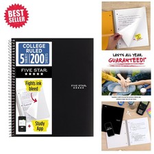 Enhanced Study Notebook - 5 Subjects, Perforated College-Ruled Sheets, 8.5x11