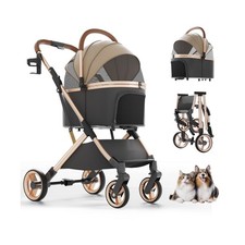 Pet Stroller with 4 Wheels, Dog Stroller with Detachable Carrier, O... Fast Ship