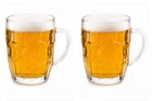 Set of 2 Glass Beer Mugs 500ml Pint Tankard Dimple Stein Glasses Handle Pub Bar