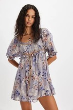 FREE PEOPLE Marney Mini Dress XS Floral Puff Sleeve Ruffled Mini Babydoll Dress