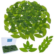 120 Pieces Olive Green Textured Transparent Mosaic Glass Petals  Leaves in 2...