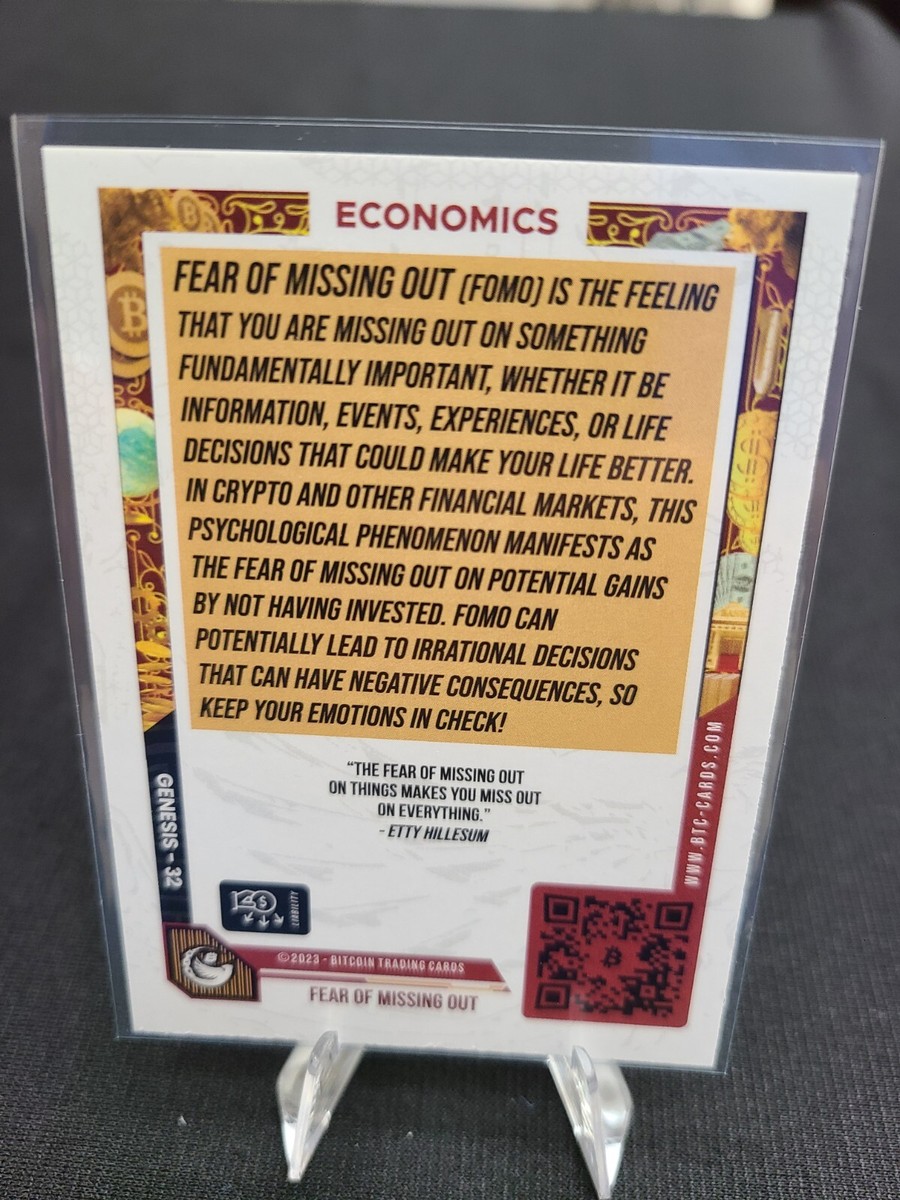 BTC Bitcoin Trading Cards Genesis FEAR OF MISSING OUT #32 | eBay