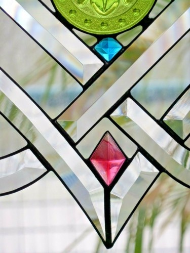 Bleiverglasung Facetten - Fensterbild keltisches Motiv mit Pressglas in Tiffany - Bild 6 von 12
