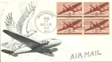 FDC C28 - 15¢ Plane - 8/19/1941 - Baltimore, MD - Aristocrats - Lowry
