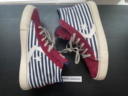 Converse Pro Leather Vulc Mid Shoes Stripes 148491C Red White Blue - 7.5 Women - Picture 6 of 9