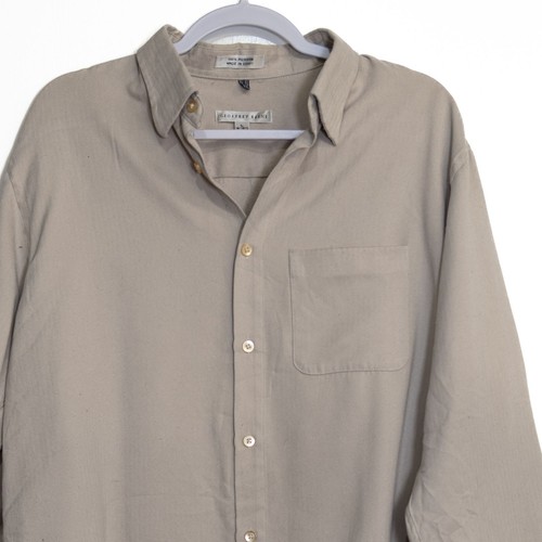 Geoffrey Beene Mens Beige Button-Up Long Sleeve Shirt L 100% Polyester - Picture 3 of 8