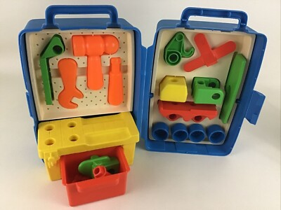 #ad Tuff Stuff Workshop Tool Kit Blue Box Set Work Bench Tools Vintage 1978 Mattel $38.21