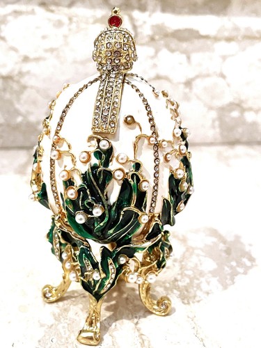 Antique Imperial Faberge egg Style Austrian Crystal Diamond Gold decor Fabergé - Picture 15 of 15