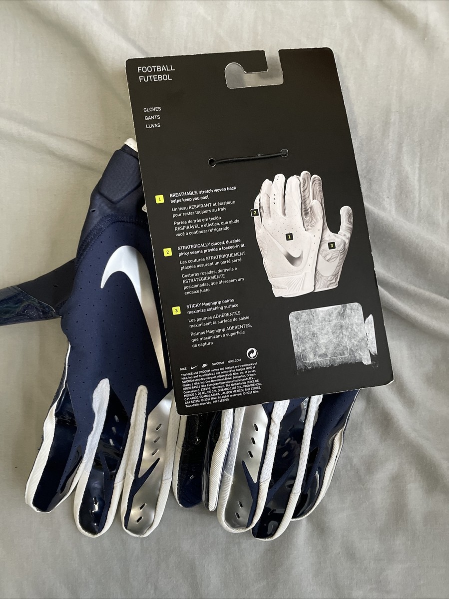 Nike Vapor Jet Gloves Football Navy Blue White Size XXL 2XL New | eBay