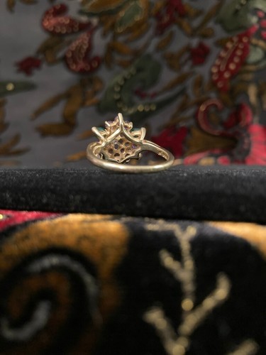 Faberge for Franklin Mint: Violets in the Snow Ring - 14k Yellow Gold, Size 7 - Picture 4 of 10