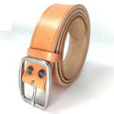 Genuine Leather Belt NO Hole Pin Buckle Stainless Steel Cow Hide Work 38mm Brown