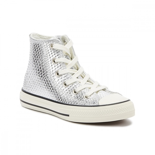 CONVERSE ALL STAR CHUCK TAYLOR BAMBINA 665834C ARGENTO PELLE DAL 27 AL 35  NEW | eBay