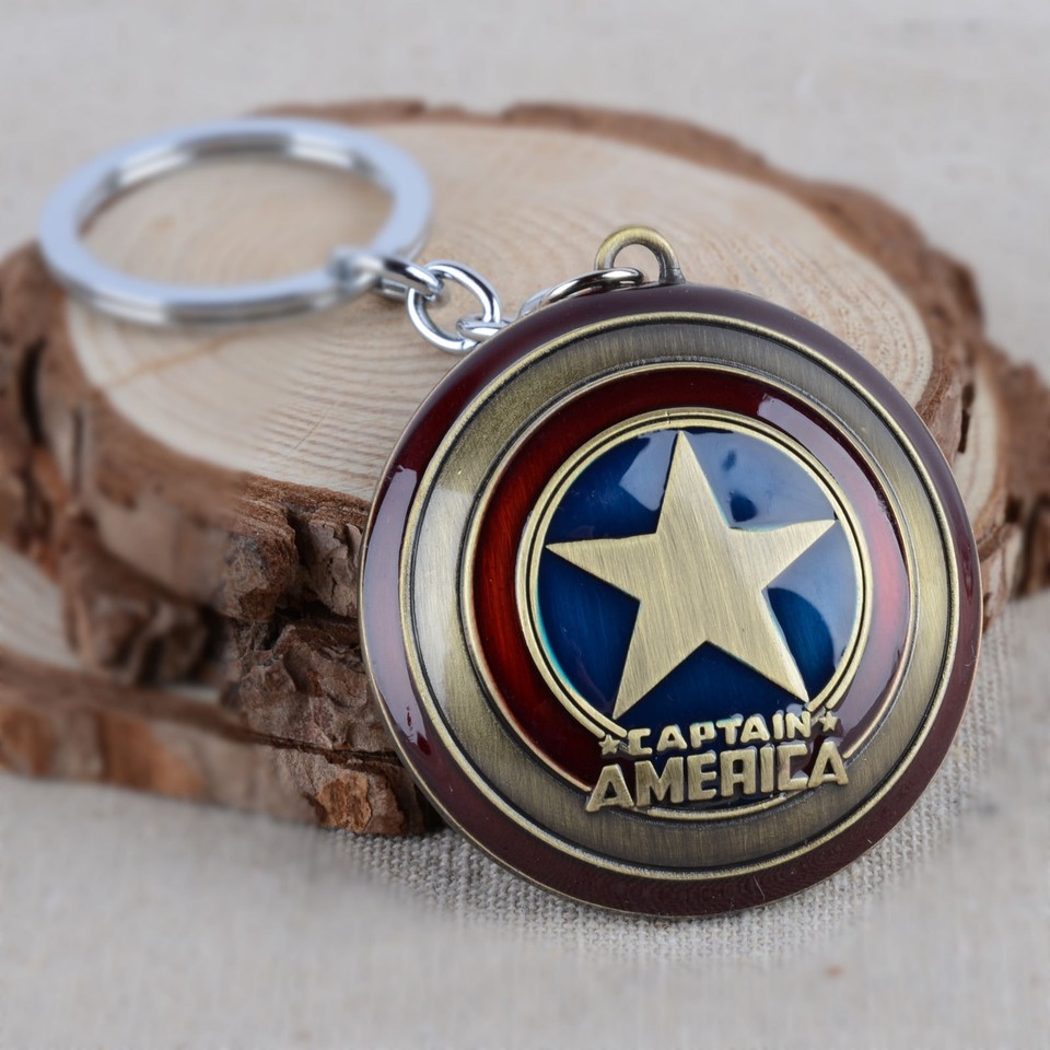 Marvel Comics Captain America Shield Avengers Pewter Key Chain Key Ring ...