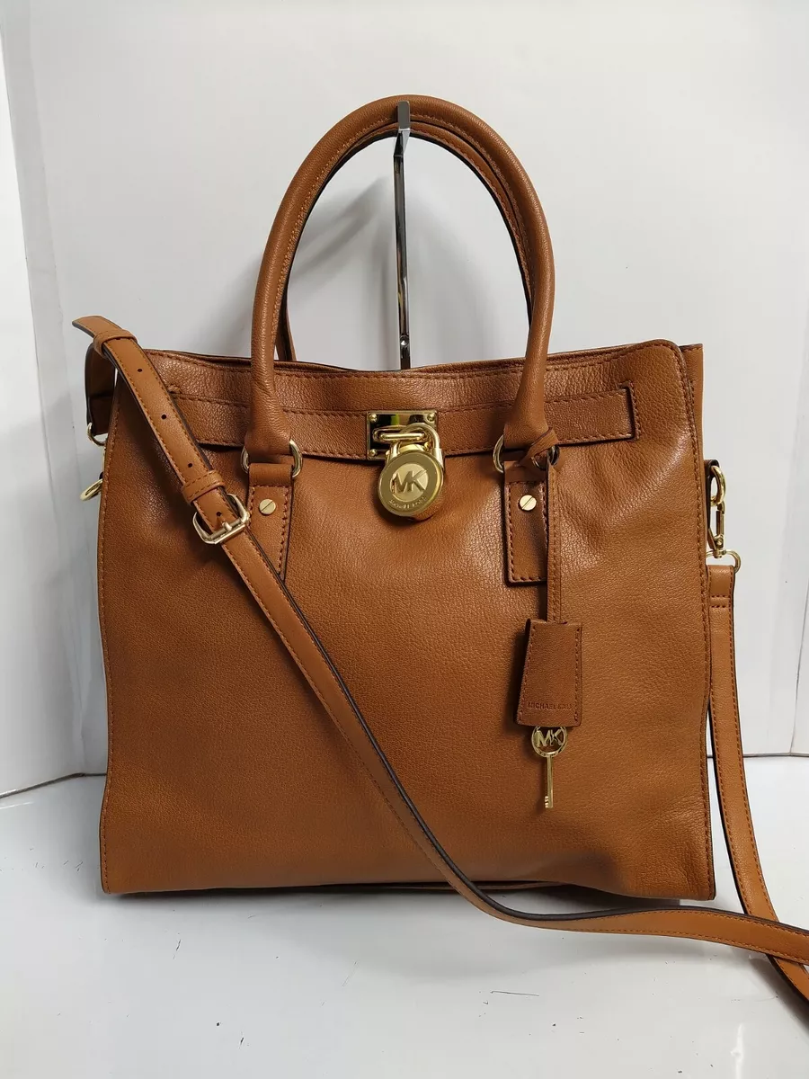 Michael Kors Hamilton Medium Satchel Key Lock Shoulder Bag In Signature  Brown