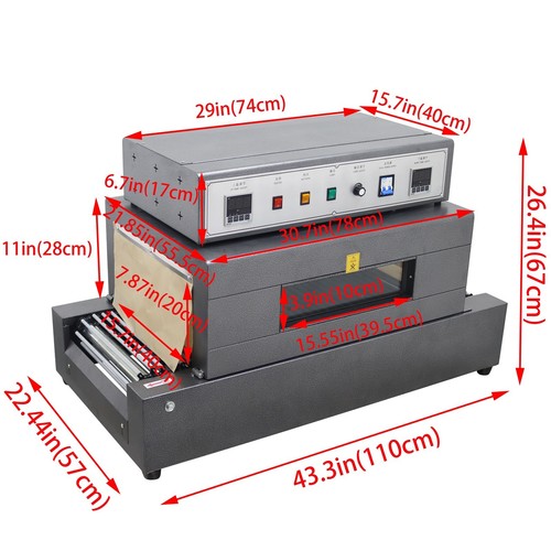 220V Shrink Tunnel Packaging Machine w/ Transparent Furnace 5.5KW Speed Adjust - Picture 24 of 24