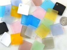 Largel Square Pendant Beads, Corner Drilled, 22mm, YOU PICK COLOR, 2 Pieces