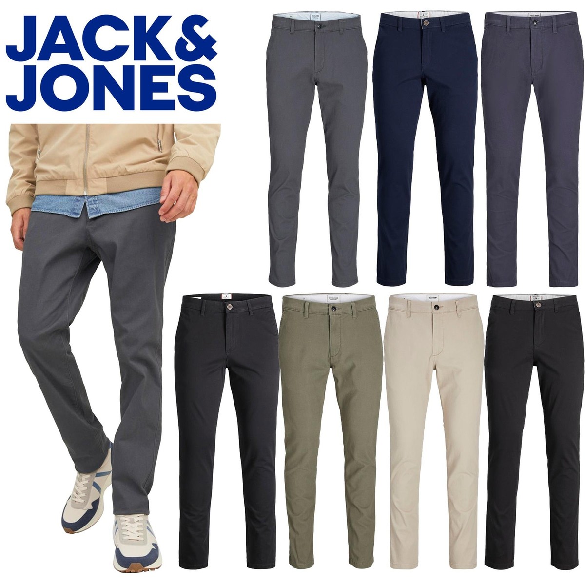 Jack & Jones PREMIUM MARCO JJCONNOR - Chino - dark grey/donkergrijs gemêleerd