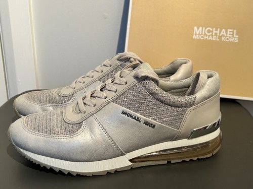 Authentic Silver Grey All Glitter Leather “Allie” Michael Kors Trainers, UK 3 - Picture 5 of 15