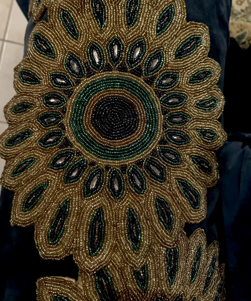 JEWEL OF MUMBAI BEADED CENTERPIECE TURQUOISE/Gold Table Runner 13-36” - Image 2 of 3