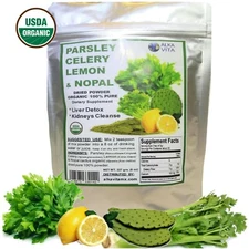 Parsley Celery Nopal Lemon Liver & Kidney Health Dried Powder Bag 1/2Lb ALKAVITA
