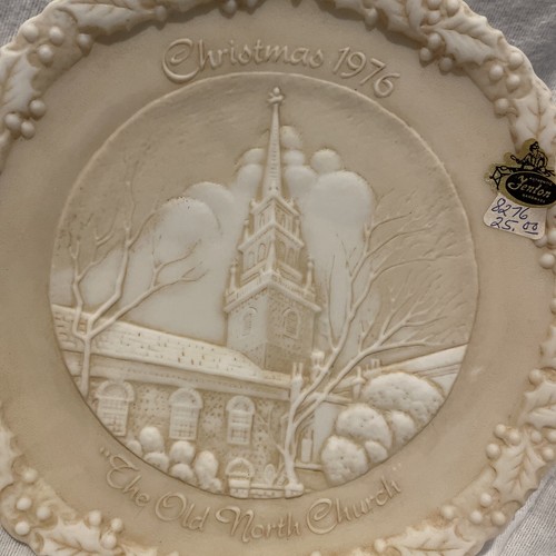 Fenton Glas braun cremeweiß Weihnachten 1976 The Old North Church #7 Boston - Bild 2 von 9