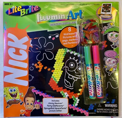 Nickelodeon LITE BRITE ILLUMIN-ART Easel Picture Refill Set - Hasbro 2004 - NEW