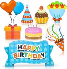 8 Pack Colorful Happy Birthday Yard Signs with Stakes. Uniquely Designed Outdoor