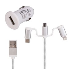Laser 2.4A Car Charger with 3 in 1 Charging C...