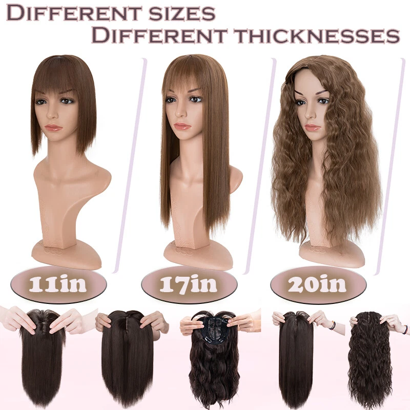 Topper de cabello Remy 100 % real como humano clip de toupee en peluca natural flequillo superior Foto 4 de 4