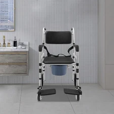 Foldable Shower Chair with Wheels Aluminum Alloy Height Adjustable Shower Chair