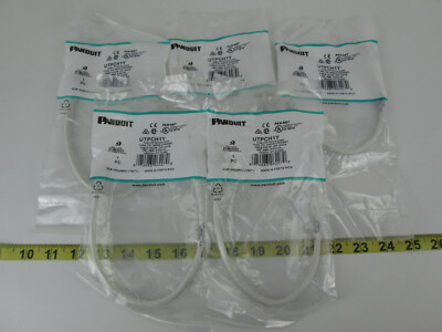 Lot of 5 New NOS Panduit Pan-Net TX5E UTP Patch Cord Cable 1ft T568A SKU Q1