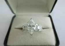 Marquise Cut Lab-Created Diamond Engagement Wedding Ring 14K White Gold Finish