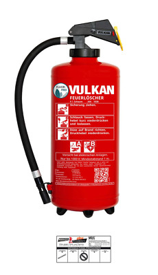 Volcano Sof 9H 9l Schaumlöscher Fire Extinguisher 34A, 183 B 10 Le + Badge