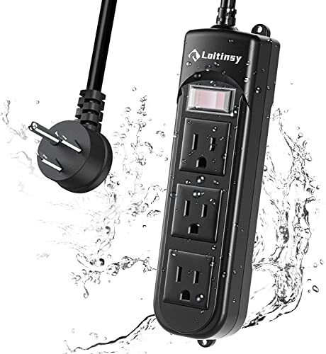 Loitinsy Outdoor Power Strip Weatherproof Waterproof Flat Plug with 3 Outlets...