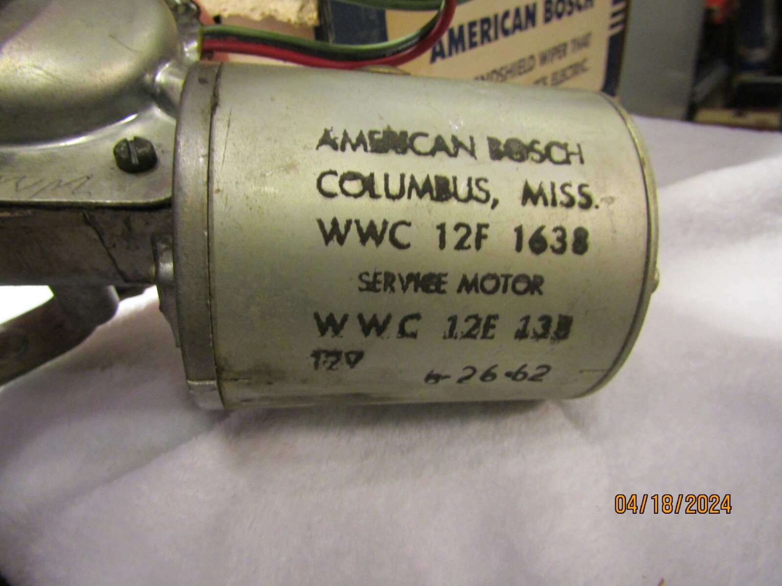 Vintage AB AMERICAN BOSCH Wiper Motor 12V WWC 12F 1638 NOS eBay
