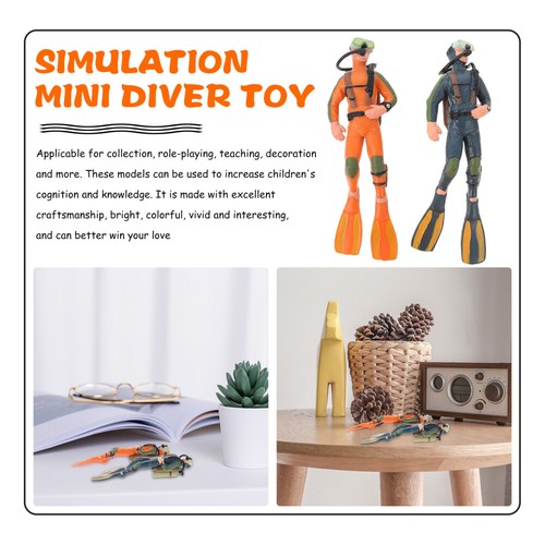 2 Pcs Diver Model Mini Figurine Scuba Toy Toys for Kids Adventure People Figure - Picture 5 of 12
