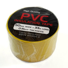 Electrical PVC Insulation Tape YELLOW 50mm x 33m WIDE Flame Retardant Long TOUGH