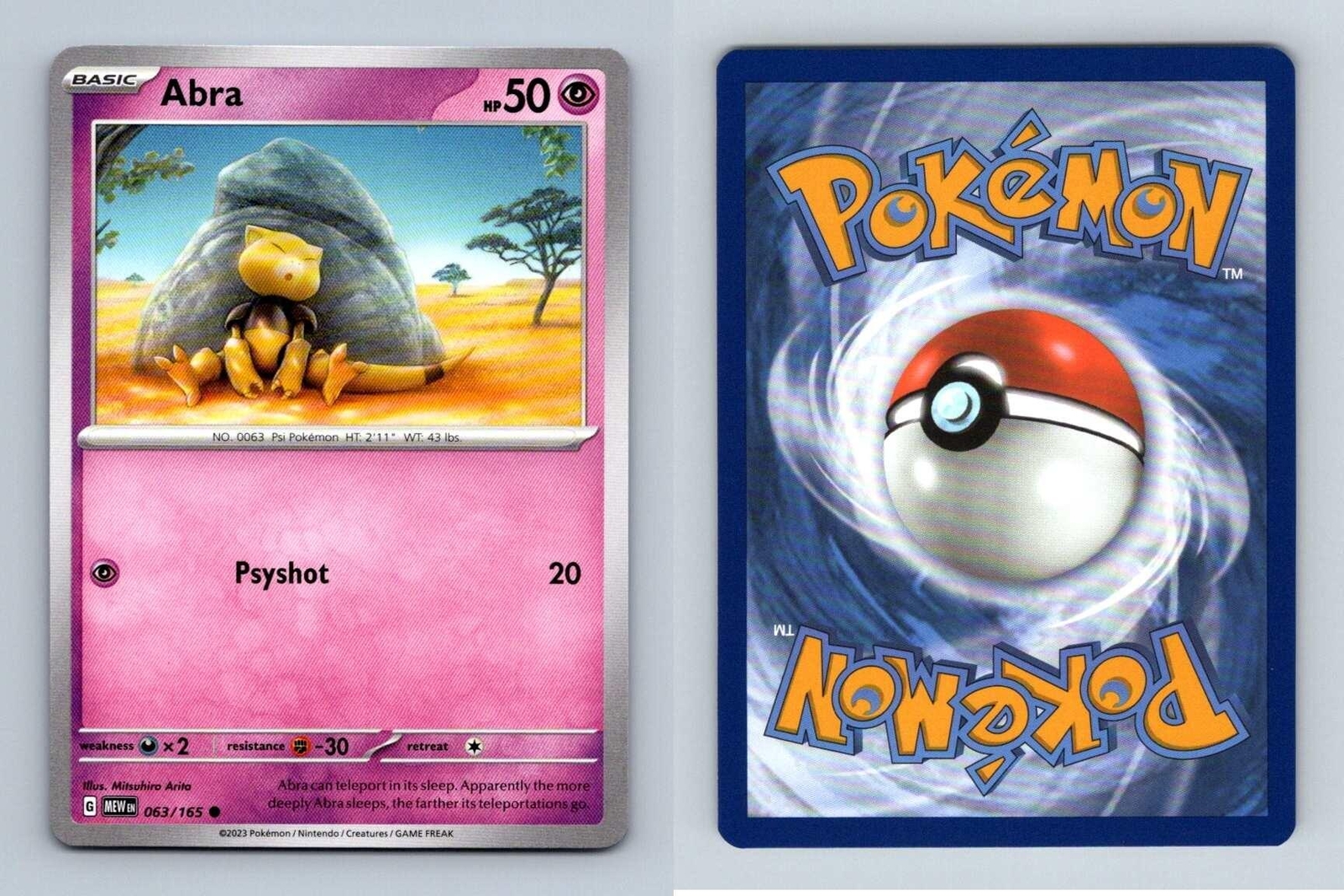 Abra #63 Scarlet & Violet 151 Pokemon 2023 Common TCG Card