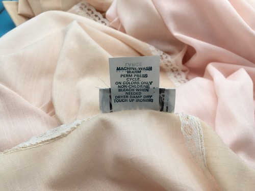 Deidre USA Vtg Nightgown Robe Duster Snaps Lace Embroidered Poly Cotton L Pink - Picture 6 of 8