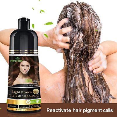 Herbishh Hair Dye Shampoo 500ml Argan Oil Ammonia Free Grey Coverage Hair Dye