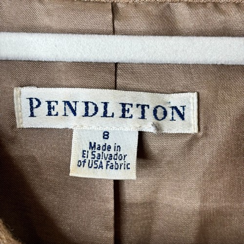 Pendleton Jacket Women's 8 Camel 100% Virgin Wool Satin Lined Cropped Pea Coat - Picture 4 of 8