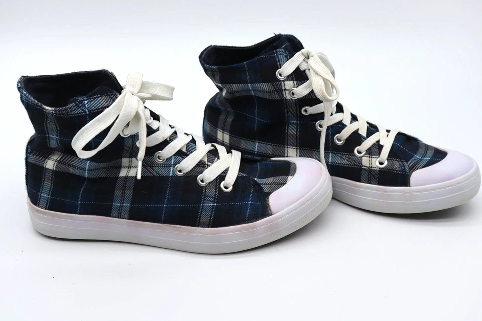 Joe Boxer Adolescente Estilos "Ry" Azul/A Cuadros Zapatilla Alta Mujer Talla 8 Excelente  Foto 2 de 4