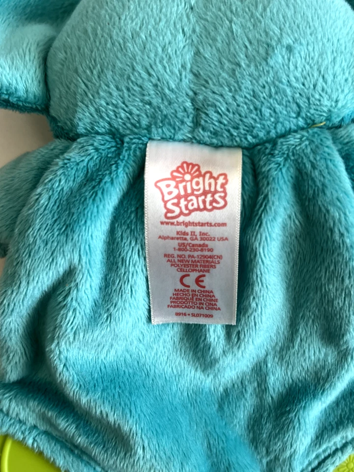 Juguete de cuna de felpa arrugada mordedor de bebé elefante azul estrellas brillantes, envío rápido Foto 3 de 3