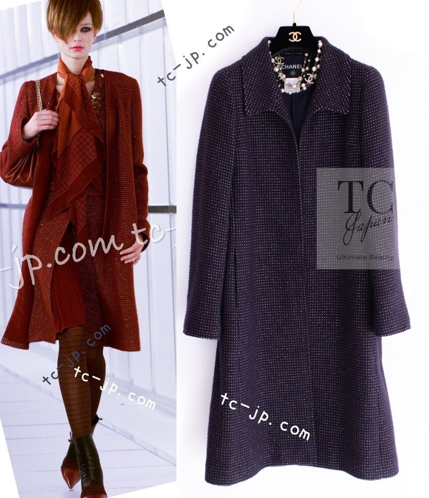 CHANEL 00A Purple Gold Wool Long Coat Runway by Karl Lagerfeld 38 US6