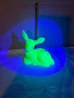 Fenton Uranium custard glass deer figure sitting glows vintage signed art glass