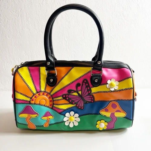 NEW Dolls Kill Current Mood Walking On Sunshine Mini Weekender Bag Hippie Neon