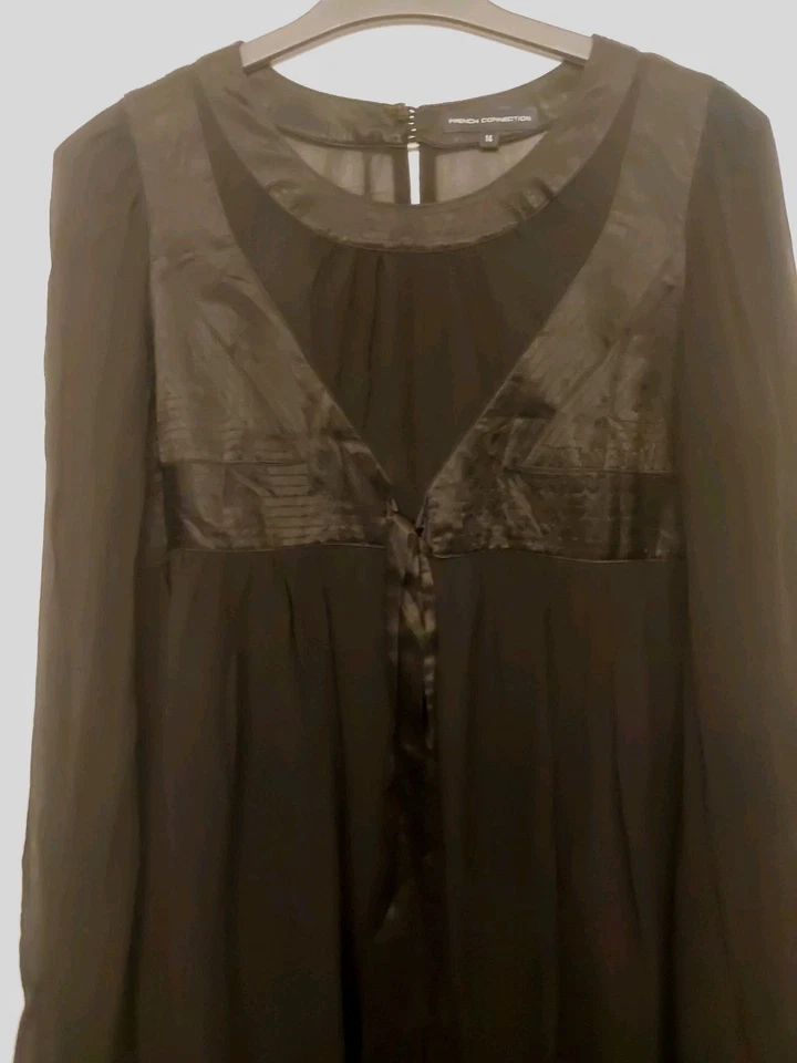 Damen French Connection Kleid Tunika Empire EU 42 UK 14 Seide Vintage Boho Silk - Bild 3 von 4