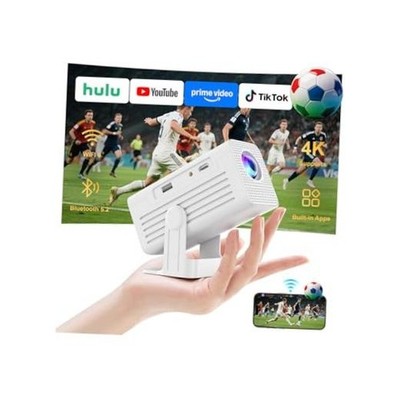 [Smart Projector with Apps] 4K Supported Mini Projector with N6 projector-white
